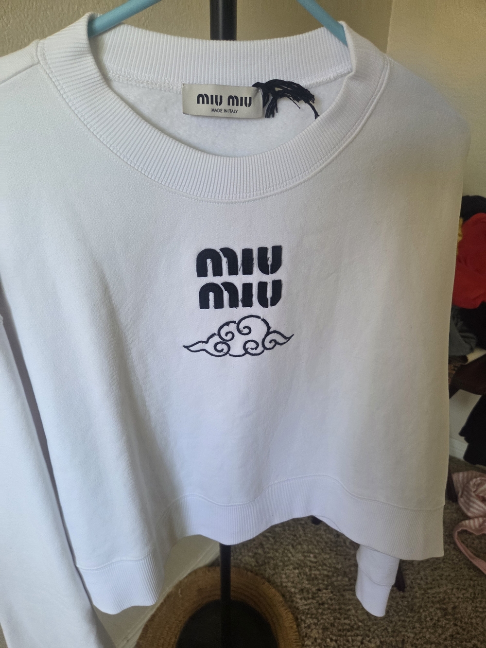 Miu Miu White Logo Sweatshirt - Picture 3 of 7